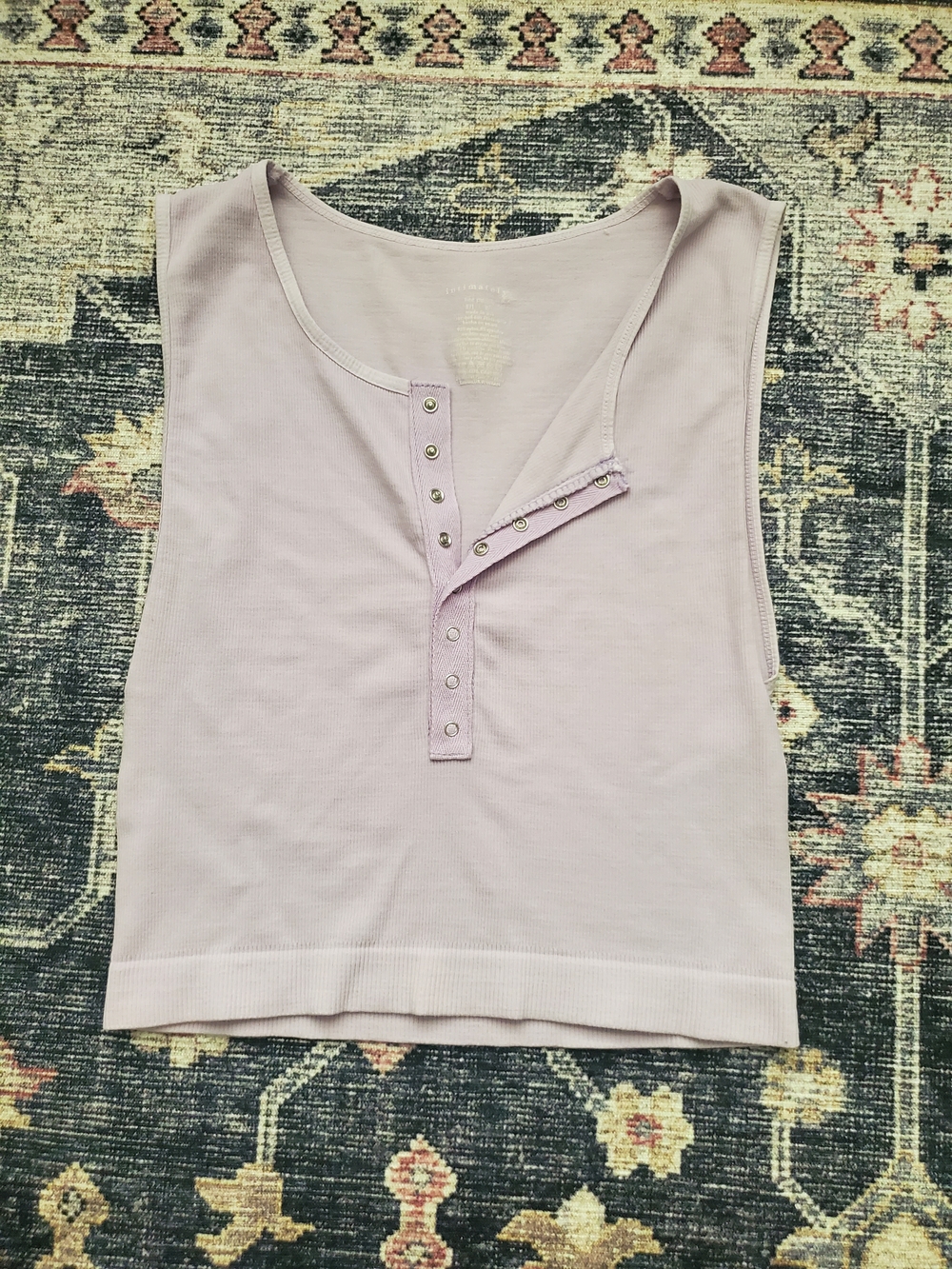 Free People Snap-Front Ribbed Tank Top - Lilac M/L